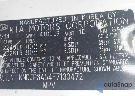 2015 Kia Soul + from USA, damaged, VIN KNDJP3A54F7130472